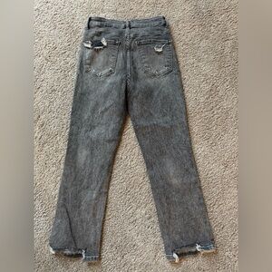 Women's Gray Distressed Straight Jeans